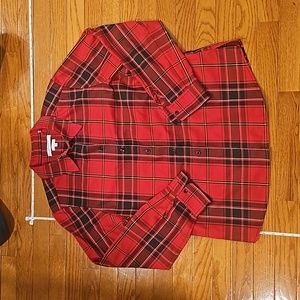 Wrinkle free button up in red plaid
